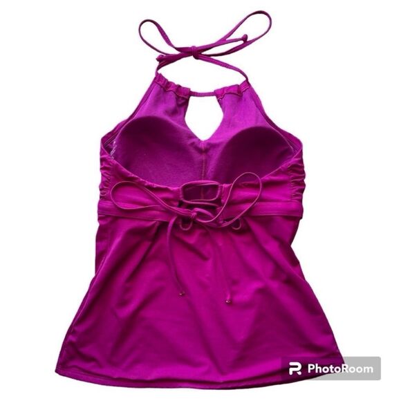Athleta High Neck Key Hole Tankini in Exotic Fuscia S - Picture 3 of 6